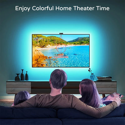 USB LED TV Backlight with Camera Color Pickup RGBIC LED Strip Lights APP Control Sync Music for 55-75 Inch TV Game Atmosphere