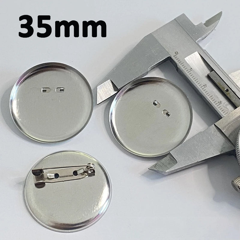 50pcs Metal Brooch Clasps Pin Disk Pad Bezel 13/15/19/23/30mm Blanks Cabochon Base Trays with Pin Clip for Diy Brooches Jewelry