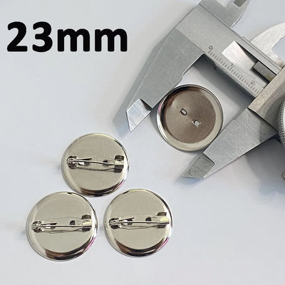 50pcs Metal Brooch Clasps Pin Disk Pad Bezel 13/15/19/23/30mm Blanks Cabochon Base Trays with Pin Clip for Diy Brooches Jewelry