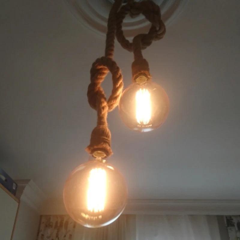 Vintage Hemp Rope Pendant Lamp Base E27 1m 1.5m 2m 2.5m 3m 85-265V Loft Industrial Retro Hanging Edison ST64 G95 Pendant Light