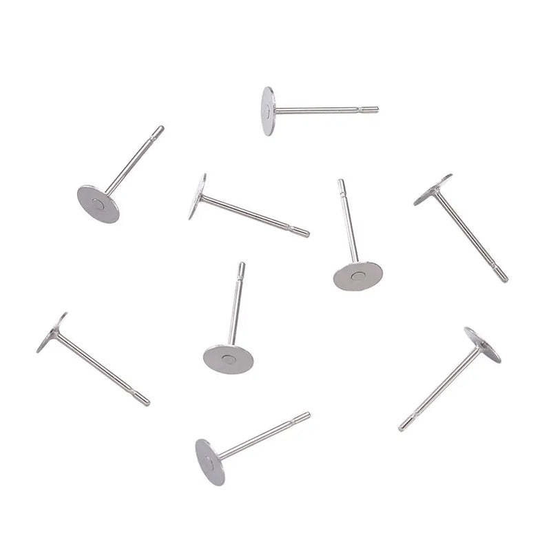 500pcs 4 5 6 8mm Stainless Steel Blank Post Earring Stud Base Pins Cabochon Cameo Settings Flat Round Tray Base For DIY Jewelry