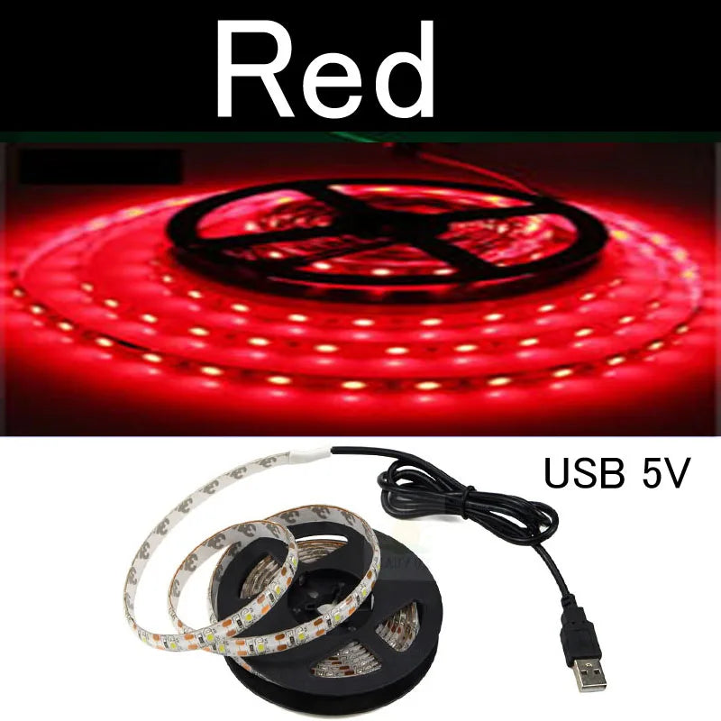 LED Strip 50CM 1M 2M 3M 4M 5M USB DC 5V Flexible SMD 2835 Light Lamp Mini 3Key 24Key Desk Decor Screen TV Background Lighting