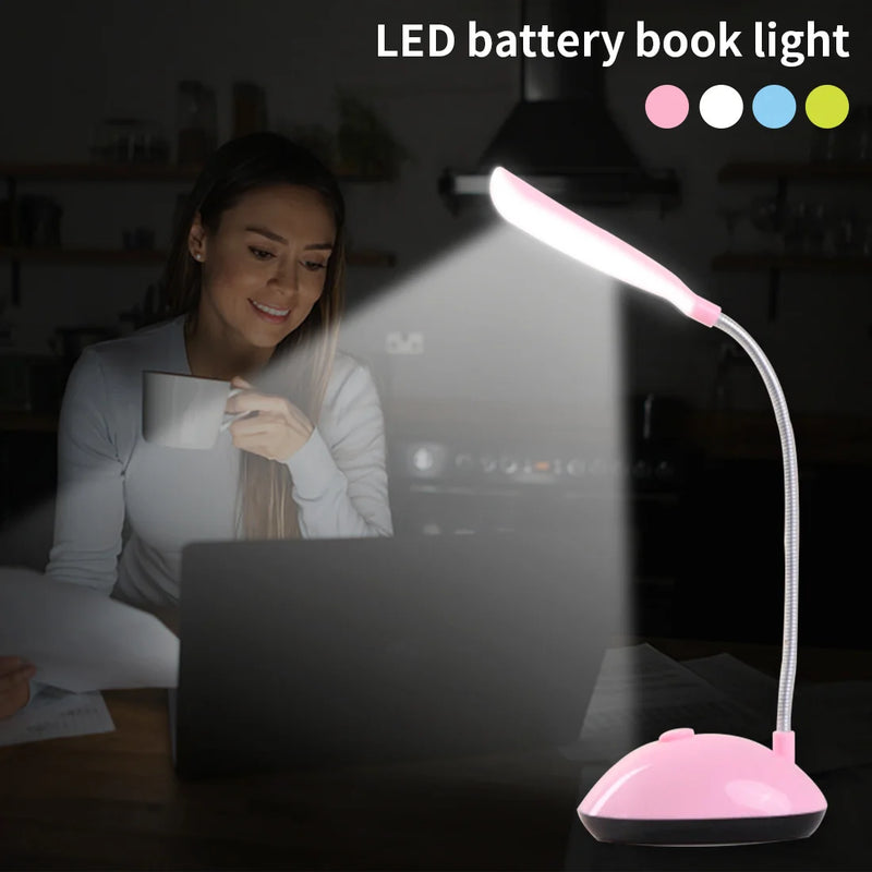 Battery Operated LED Reading Night Lamp Flexible Table Light Foldable Switch Desk Working Study Light For Kids Student Office