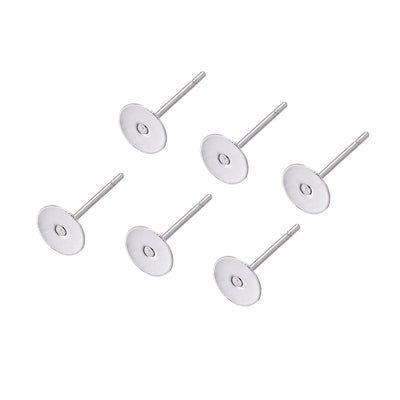 500pcs 4 5 6 8mm Stainless Steel Blank Post Earring Stud Base Pins Cabochon Cameo Settings Flat Round Tray Base For DIY Jewelry