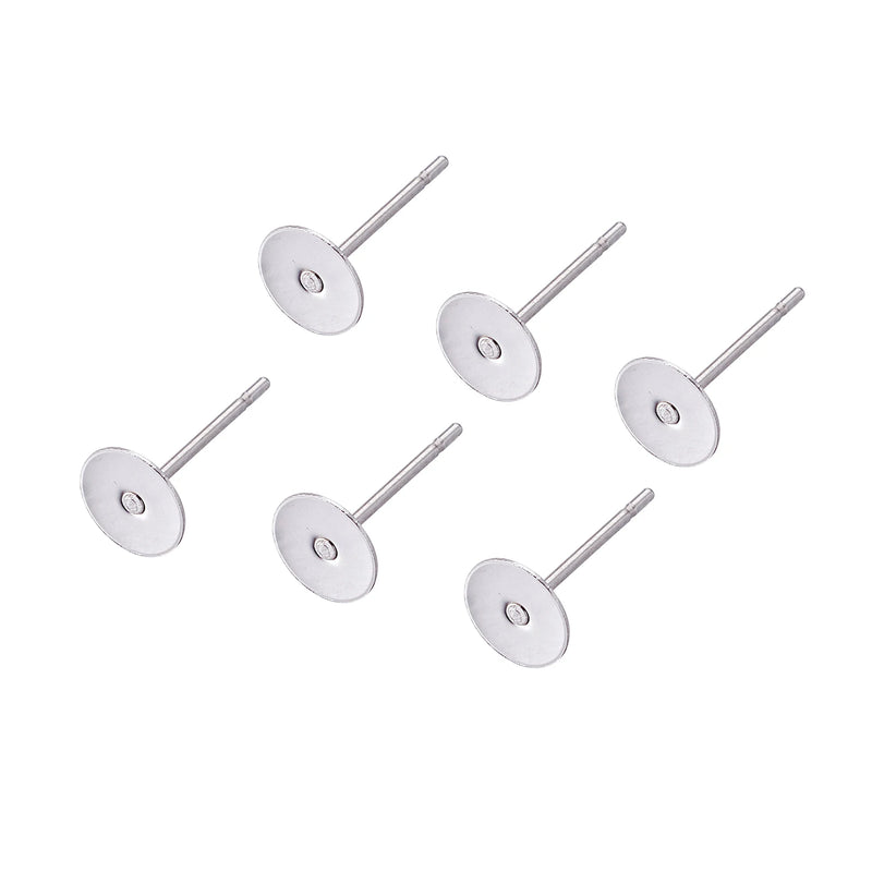 500pcs 4 5 6 8mm Stainless Steel Blank Post Earring Stud Base Pins Cabochon Cameo Settings Flat Round Tray Base For DIY Jewelry