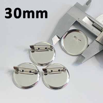 50pcs Metal Brooch Clasps Pin Disk Pad Bezel 13/15/19/23/30mm Blanks Cabochon Base Trays with Pin Clip for Diy Brooches Jewelry