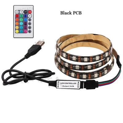 5V USB LED Strip RGB Light 5050 24key / 44key Remote Control Kit USB Power Waterproof Flexible Led Tape Adhesive TV Backlights