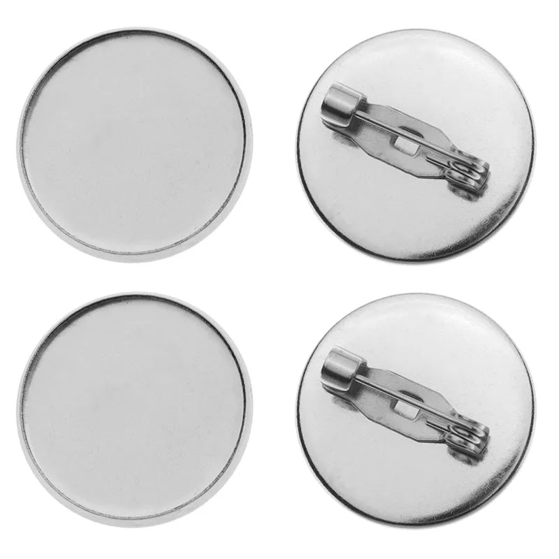 10pcs/lot 16mm 18mm 20mm Stainless Steel Brooch Clasps Pin Disk Blank Cabochon Trays With Brooch Pins Cameo Base Setting