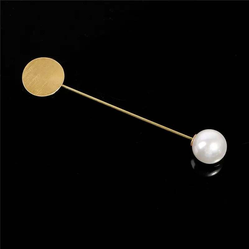 10pcs Gold Rhodium Pearl Alloy Long Brooch Pin Base Blank Tray Bezels Brooches For DIY Lapel Dress Jewelry Making Accessories