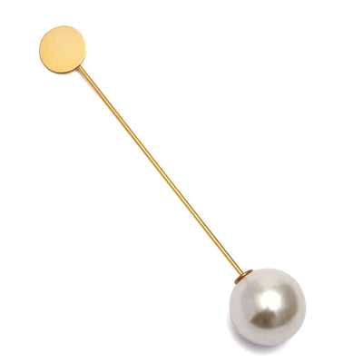 10pcs Copper Round Tray Pearl Safety Pin Stick Blank Brooch for Men Women Suit Tie Hat Scarf Badge DIY  Jewelry Accessories