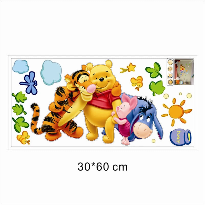 Winnie The Pooh With His Friends Wall Stickers For Kindergarten Kids Room Home Decoration Diy Cartoon Mural Art Pvc Wall Decals