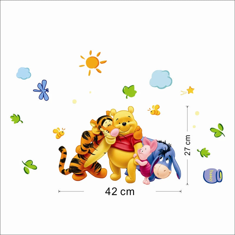 Winnie The Pooh With His Friends Wall Stickers For Kindergarten Kids Room Home Decoration Diy Cartoon Mural Art Pvc Wall Decals