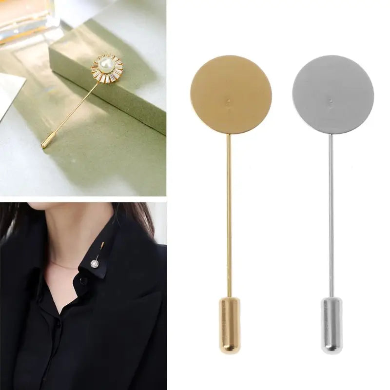 10Pcs Round Tray Lapel Stick Brooch Pin Suit Hat Scarf Badge DIY Costume Party Wedding Casual Decoration Gift Jewelry  Making