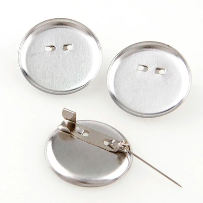 30pcs 20/23/30mm Silver Brooch Clasps Pin Disk Base Pad Bezel Blank Cabochon Blanks Trays with Brooch Pins Cameo Cabochon Base