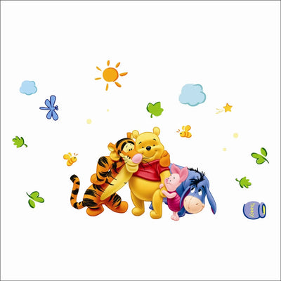 Winnie The Pooh With His Friends Wall Stickers For Kindergarten Kids Room Home Decoration Diy Cartoon Mural Art Pvc Wall Decals