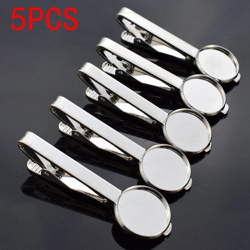 Diy Men Cufflinks Tie Clips Pins Blank Cabochon Base Tray Flat  Fit 16mm Glass Cabochon Handmade Jewelry Accessories