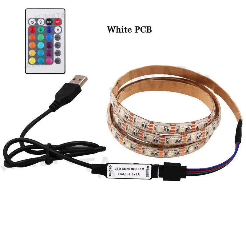 5V USB LED Strip RGB Light 5050 24key / 44key Remote Control Kit USB Power Waterproof Flexible Led Tape Adhesive TV Backlights