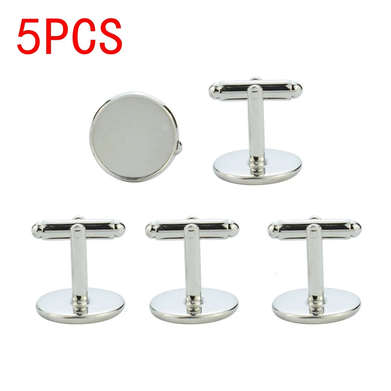 Diy Men Cufflinks Tie Clips Pins Blank Cabochon Base Tray Flat  Fit 16mm Glass Cabochon Handmade Jewelry Accessories