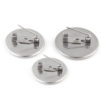 10pcs/lot 16mm 18mm 20mm Stainless Steel Brooch Clasps Pin Disk Blank Cabochon Trays With Brooch Pins Cameo Base Setting