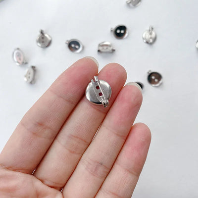 50pcs Metal Brooch Clasps Pin Disk Pad Bezel 13/15/19/23/30mm Blanks Cabochon Base Trays with Pin Clip for Diy Brooches Jewelry