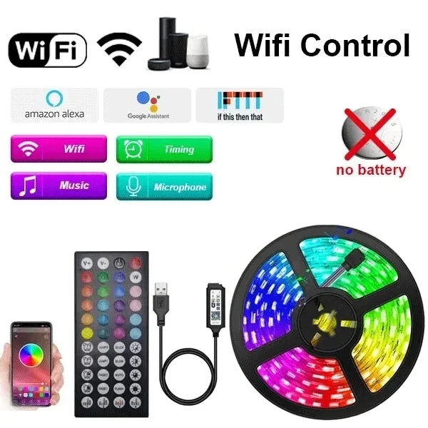 Smart Led Strip Light 5050 RGB USB 5V Bluetooth APP Remote Control Led Tape Diode Flexible Ribbon Lamp for TV Festival Backlight