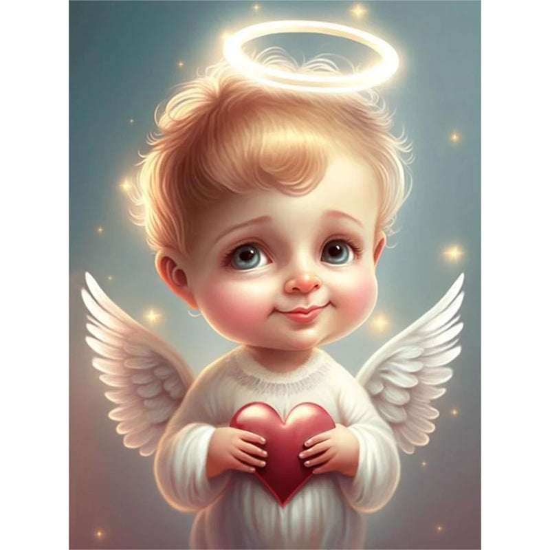 Angel Child 5D DIY Full Round Drill Diamond Painting Decoration Diamond Mosaic Embroidery Art Craft for Home Wall Office Decor