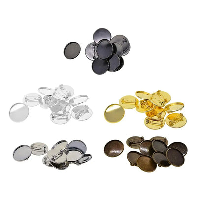 s Brooch Clasps Pin Blank Cabochon Trays Backs fit 25mm Round