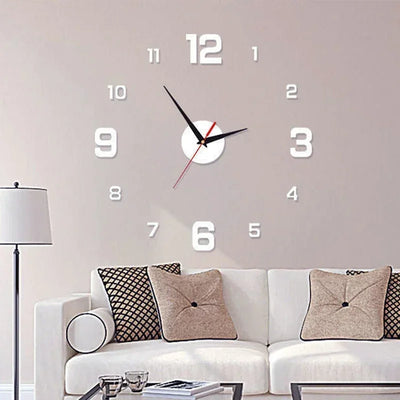 Large Size 3D DIY Silent Wall Clock Black/Gold/Silver Simple Modern Punch-Free Wall Sticker Clock