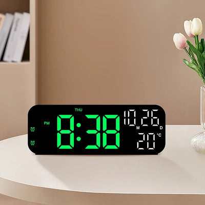 LED Digital Alarm Clock Snooze Temperature Date Display USB Desktop Strip Mirror LED Clocks for Living Room Decoration