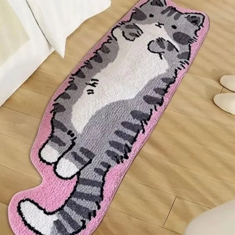 Fried Cat Rug Cute Cartoon Kitty Bedroom Bedside Carpet Living Room Sofa Alien Rug Bay Window Before Bed Long Strip Cushion