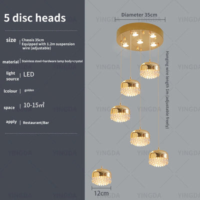 Light luxury Restaurant lamp, Fashionable Dressing room Pendant Lamp, Creative Bar Desk Lamp, 3-head Circular Crystal Lamp