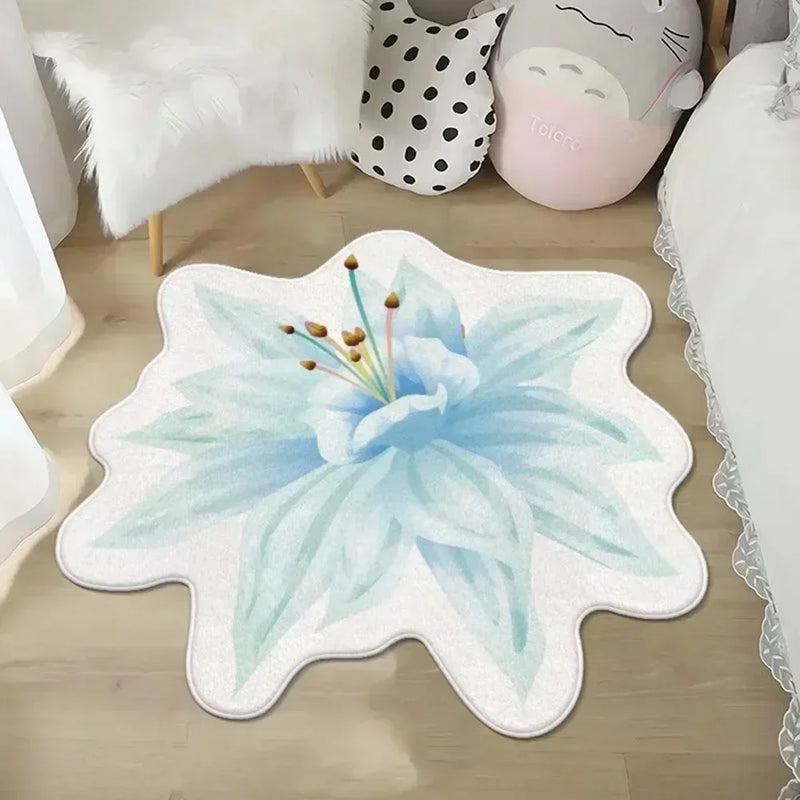 Simple Flower Shape Easy Care Living Room Carpet Large Area Nonslip Dirt Resistant Bedroom Rug Washable Household Absorbent Rugs