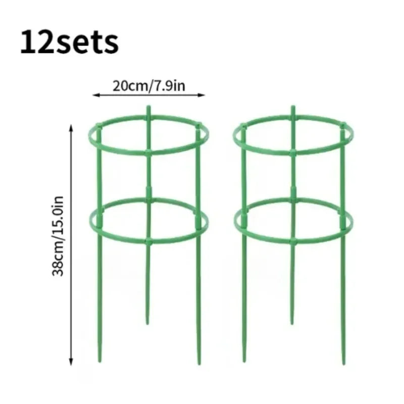 12 Set Plant Support Pile Half Round Climbing Vines Stake Bonsai Fixing Rod Garden Plant Stake Holder Flower Ring Support Rack