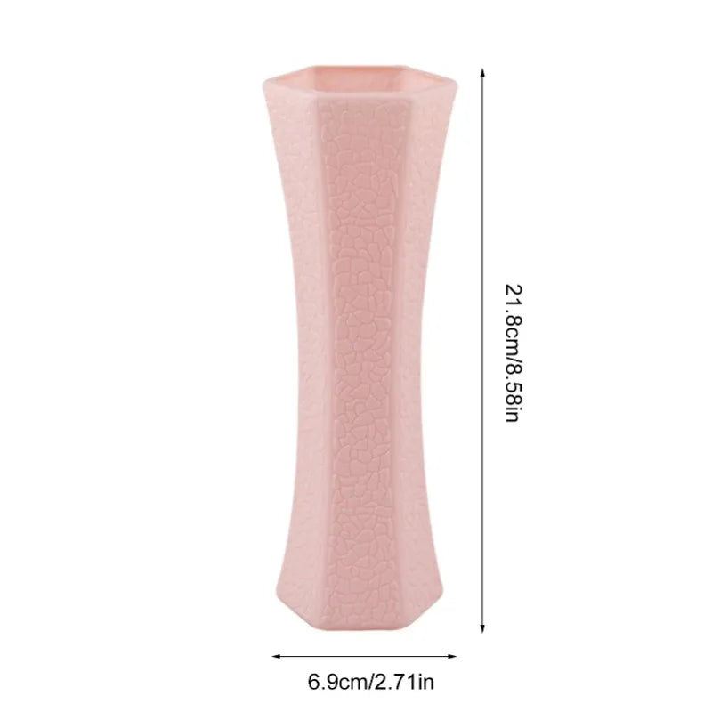 Plastics Flower Vases Modern Ceramic Look Plastics Vase For Flowers Unbreakable Geometric Ceramic Look Vase For Home Office Cafe