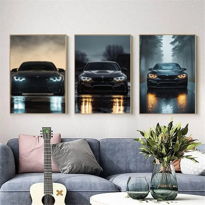 Luxury Black Classic latest sports car M3 B-BMW Cool Poster HD art sticky wall waterproof home living room bar decoration