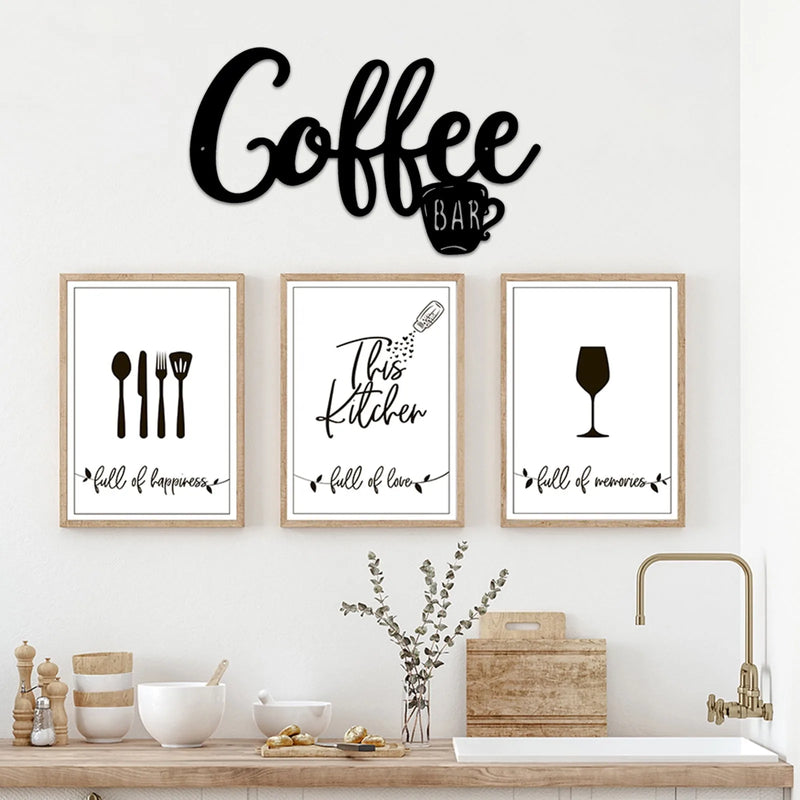 Metal Coffee Bar Sign Rustic Coffee Bar Hanging Wall Decor Coffee Signs Art Plaque Black Letter Silhouette Cafe Bar Club Poster