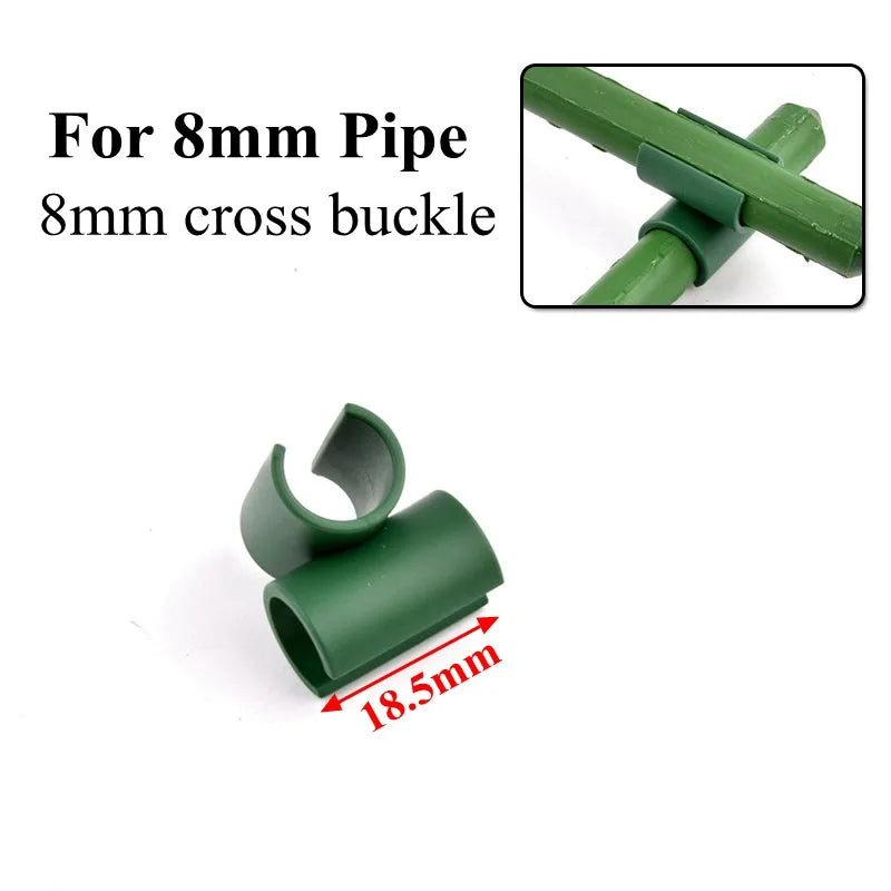 10/20/50pcs Garden Cross Clip Plastic Fastener ,8/11/16/20mm Plant Support Connecter Clamp Rod Adjustable Fixed Buckle Trellis