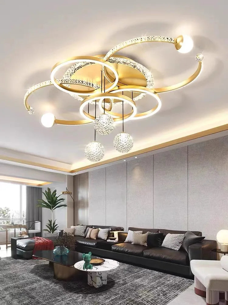 New Modern Led Black Living Room Pendant Light Kitchen Restaurant Glossy Pendant Light Interior Decoration Ceiling Chandelier