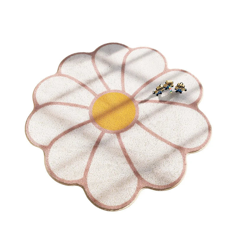 Nordic Fluffy Sun Flower Carpet Plush Rugs Cushion Girl Round Bedroom Children&