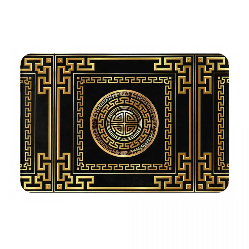 Greek Key Meander Black Gold Large Anti-slip Doormat Floor Mat Antiwear Carpet Rug for Kitchen Entrance Home Balcony Footpad Mat