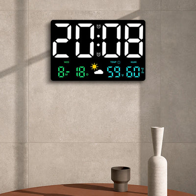 Smart Mute LED Large-Screen Wall Clock Temperature and Humidity Display Weather Clock Multi-Function Color Digital Alarm Clock