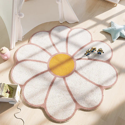 Nordic Fluffy Sun Flower Carpet Plush Rugs Cushion Girl Round Bedroom Children's Room Floor Mat Home Soft Mat For Baby Play Mat