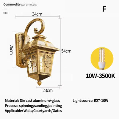 European style outdoor wall lamp villa American style retro outdoor balcony gate courtyard waterproof garden staircase wall lamp