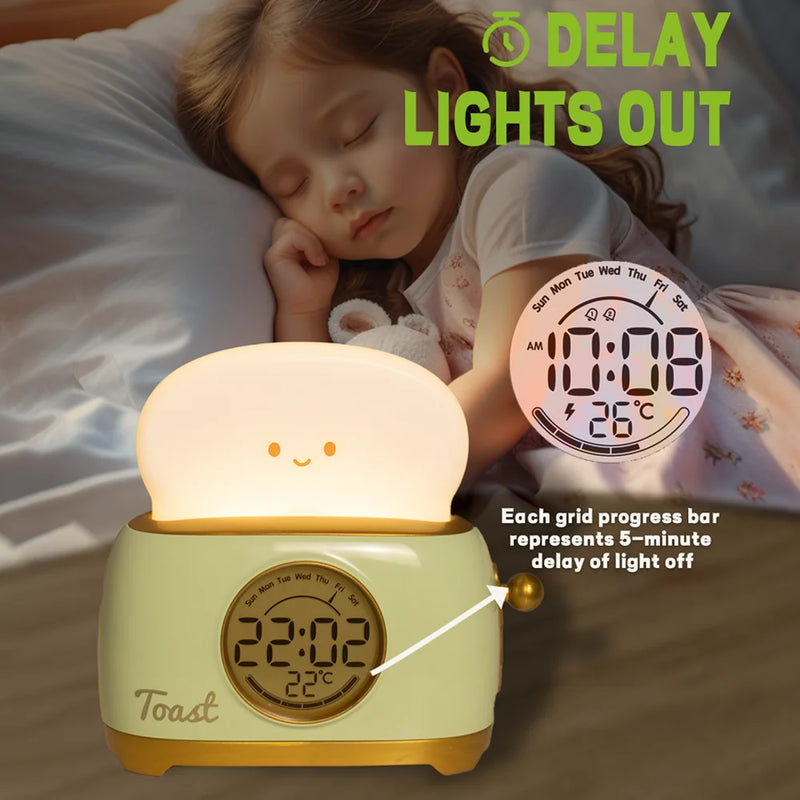 Kid Alarm Clock LED Night Light Digital Clock Children&