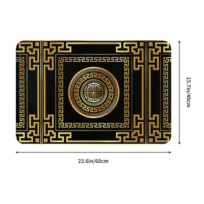 Greek Key Meander Black Gold Large Anti-slip Doormat Floor Mat Antiwear Carpet Rug for Kitchen Entrance Home Balcony Footpad Mat