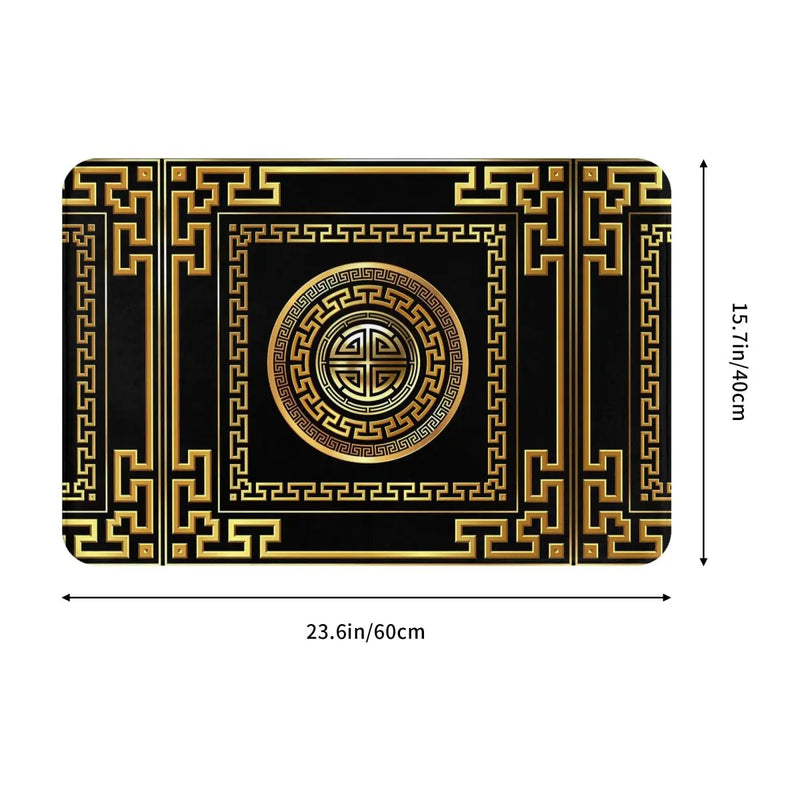 Greek Key Meander Black Gold Large Anti-slip Doormat Floor Mat Antiwear Carpet Rug for Kitchen Entrance Home Balcony Footpad Mat