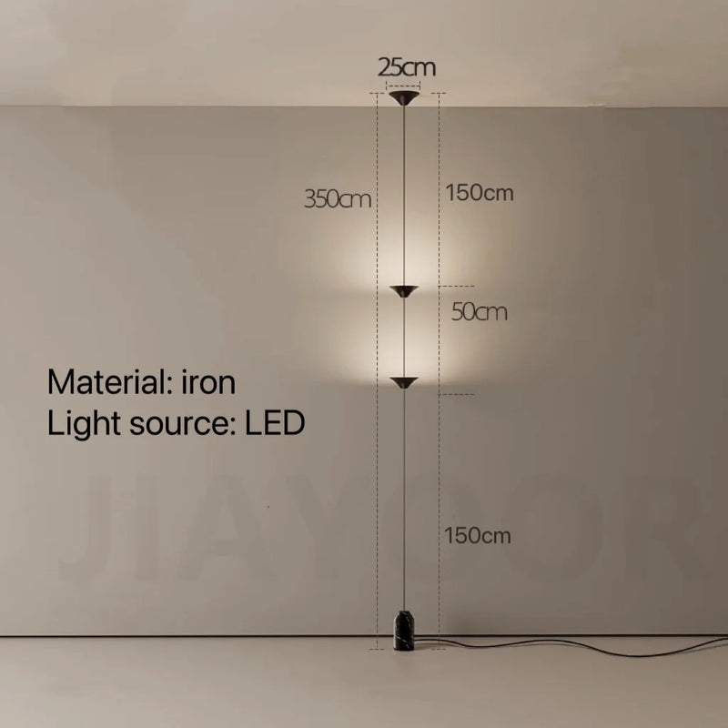 Modern Living Room Hallway Wall Floor Lamp Cone Desigh Art Decorative Iron Hanging Cable Floor Lamp For Bedroom Indoor LED Lamp