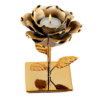 Light Luxury 3D Rose Flower Candlestick Handicraft Exquisite Lotus Candle Holder Simple Emulation Flower Ornaments Photo Props