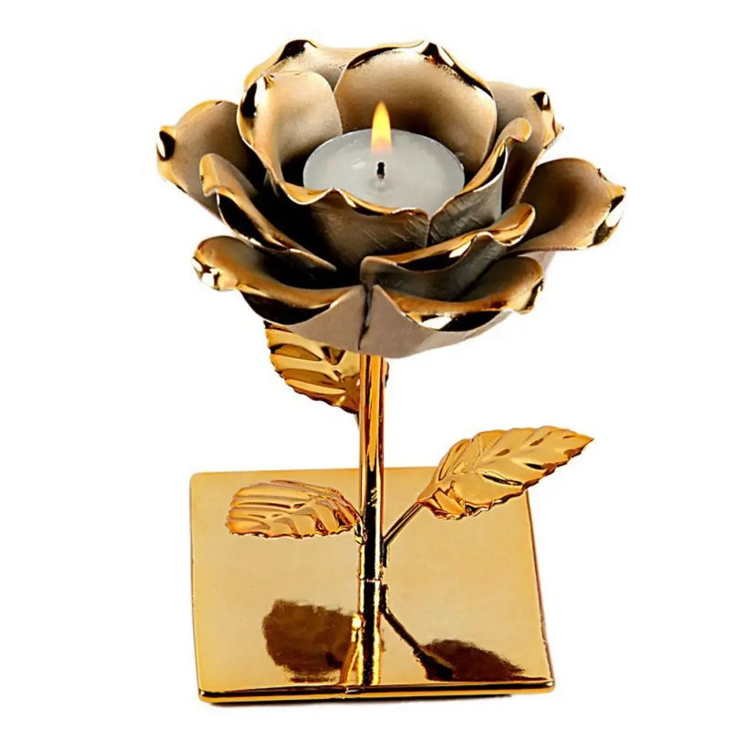 Light Luxury 3D Rose Flower Candlestick Handicraft Exquisite Lotus Candle Holder Simple Emulation Flower Ornaments Photo Props