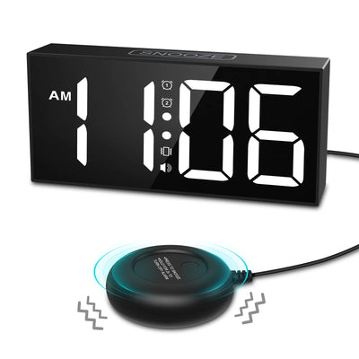 ORIA Vibrating Alarm Clock 7.5'' Large Display LED Clock Loud Alarm Clock with Bed Shaker for Heavy Sleepers Hearing Impaired